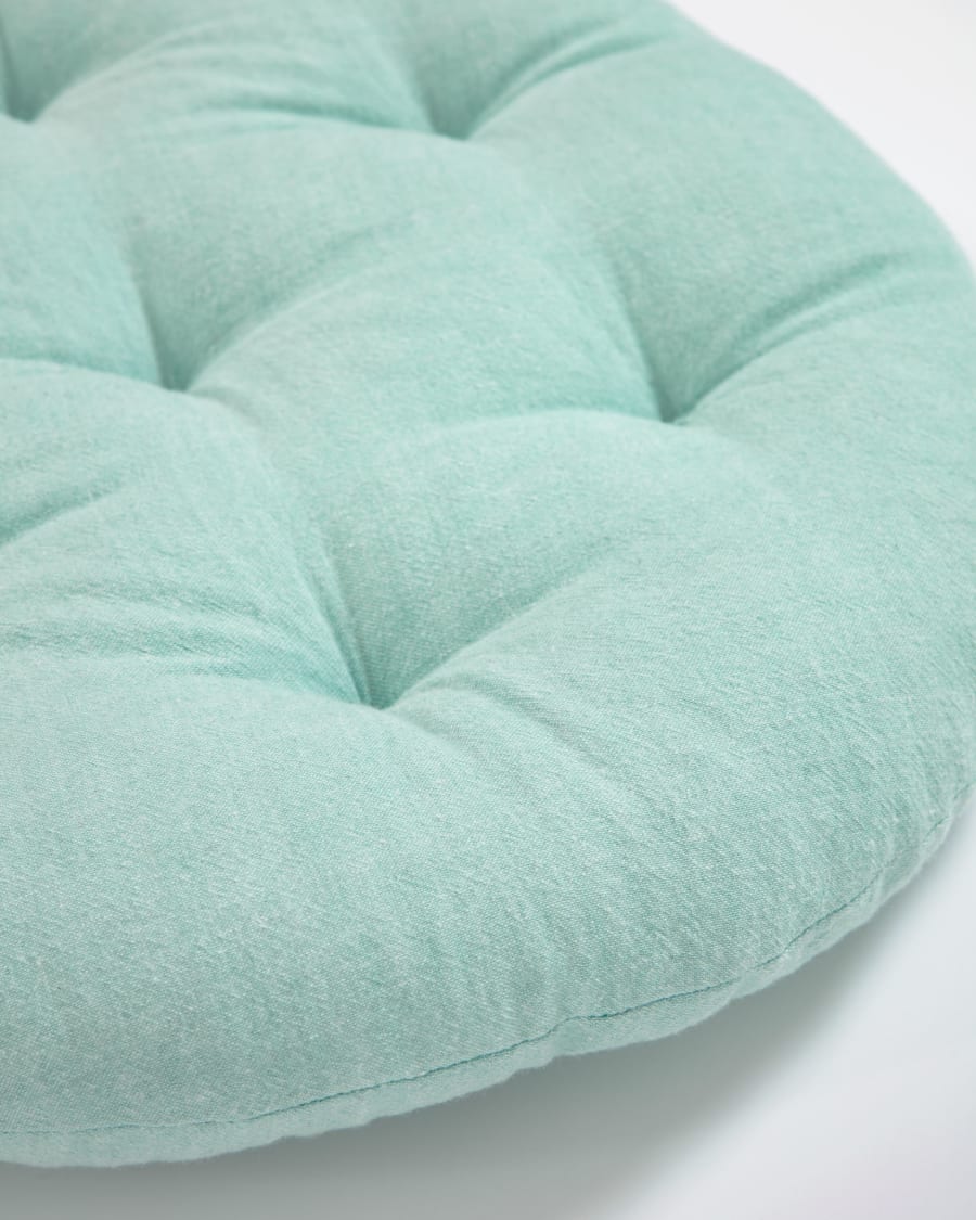 Etelvina floor cushion in turquoise 100% organic GOTS-certified cotton Ø 35 cm