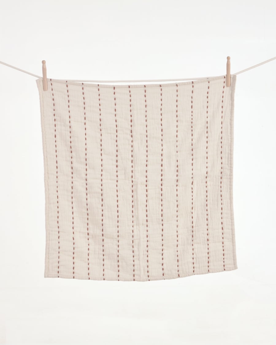 Κουβέρτα Avidal με ρίγες στο χρώμα της τερακότας, 100% βαμβάκι, 70 x 70 εκ