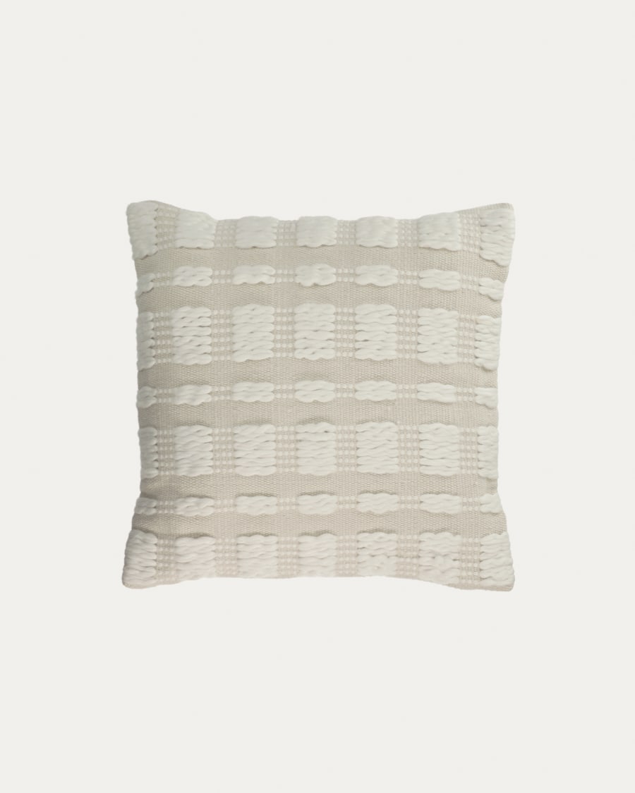Aima cushion cover in beige and white, 45 x 45 cm
