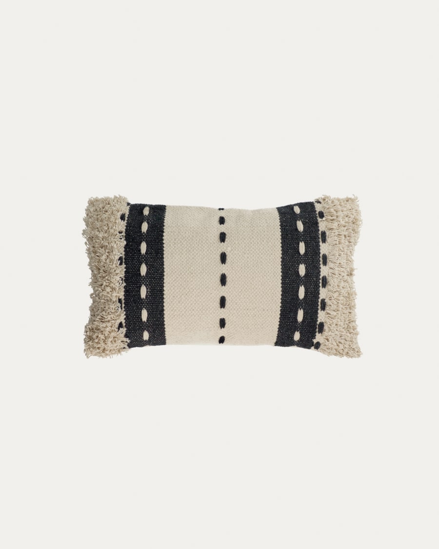Agripa 100% cotton cushion cover in natural tone and black 30 x 50 cm