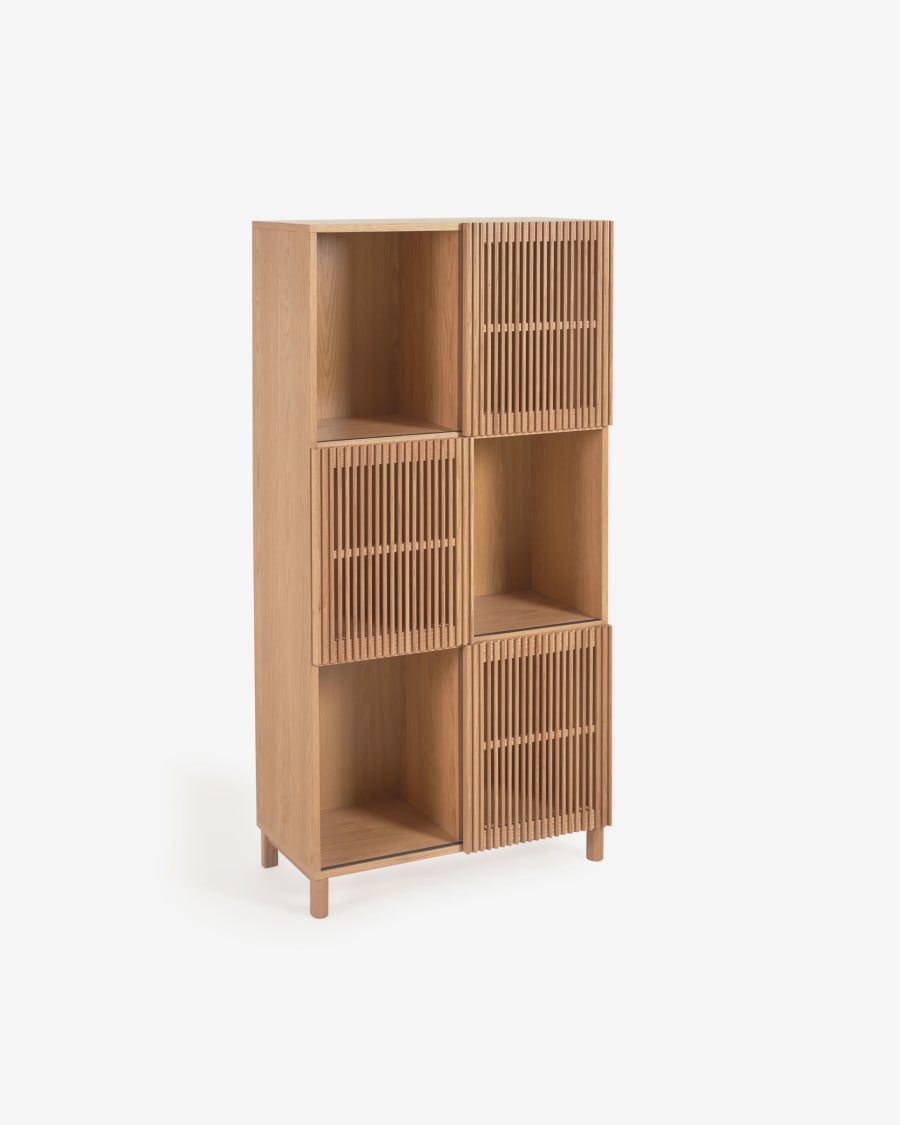 Beyla solid oak shelf unit with oak veneer 84.3 x 170 cm FSC 100%.