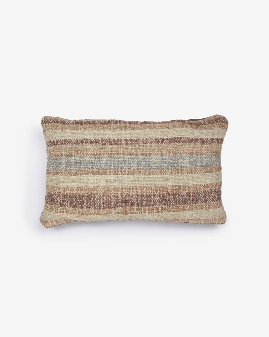 Eda jute cushion cover with blue stripes 30 x 50 cm