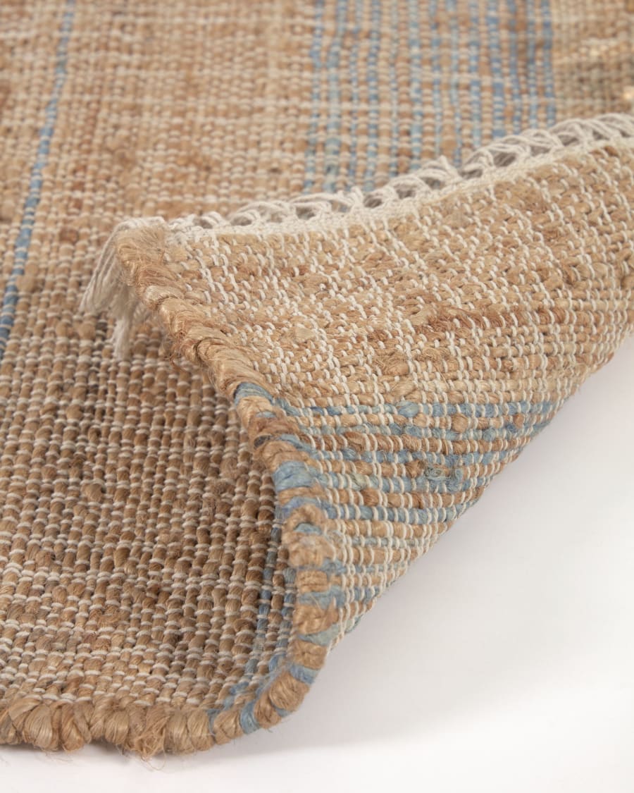 Eda jute rug with blue stripes 160 x 230 cm