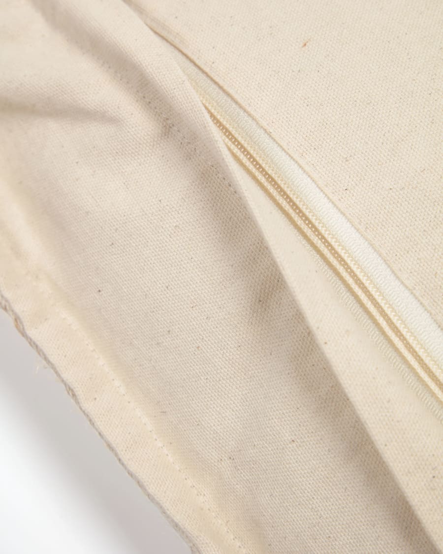 Idara linen and natural jute cushion cover with beige border 30 x 50 cm