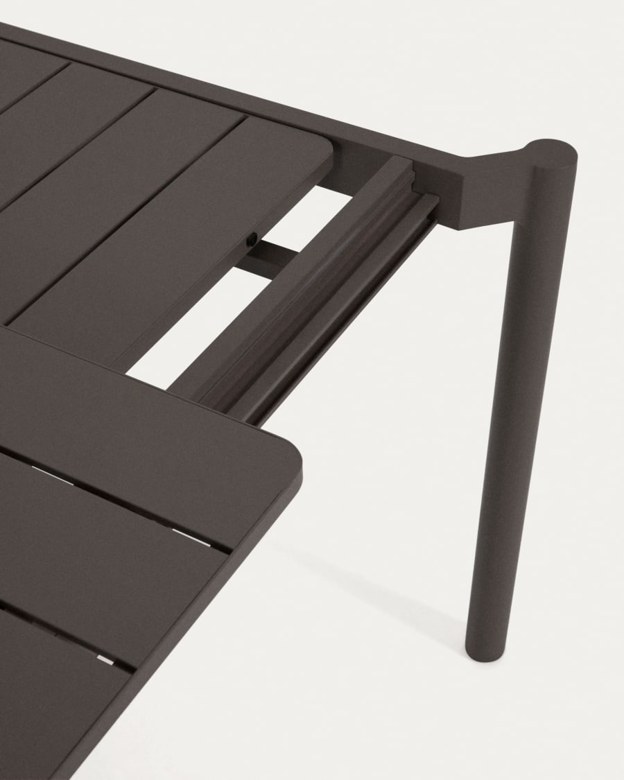 Zaltana extendable aluminium outdoor table with matt dark grey finish 140 (200) x 90 cm