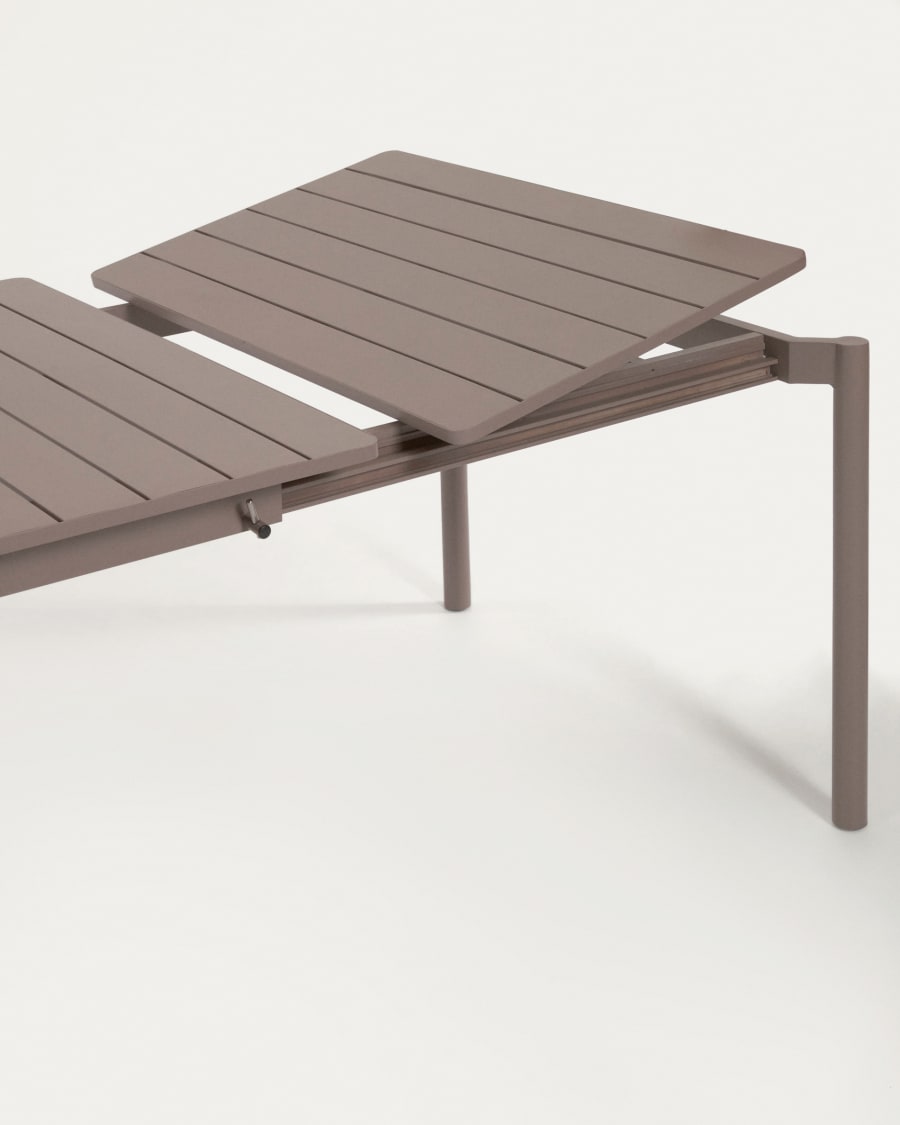 Zaltana extendable aluminium outdoor table with matt brown finish 140 (200) x 90 cm
