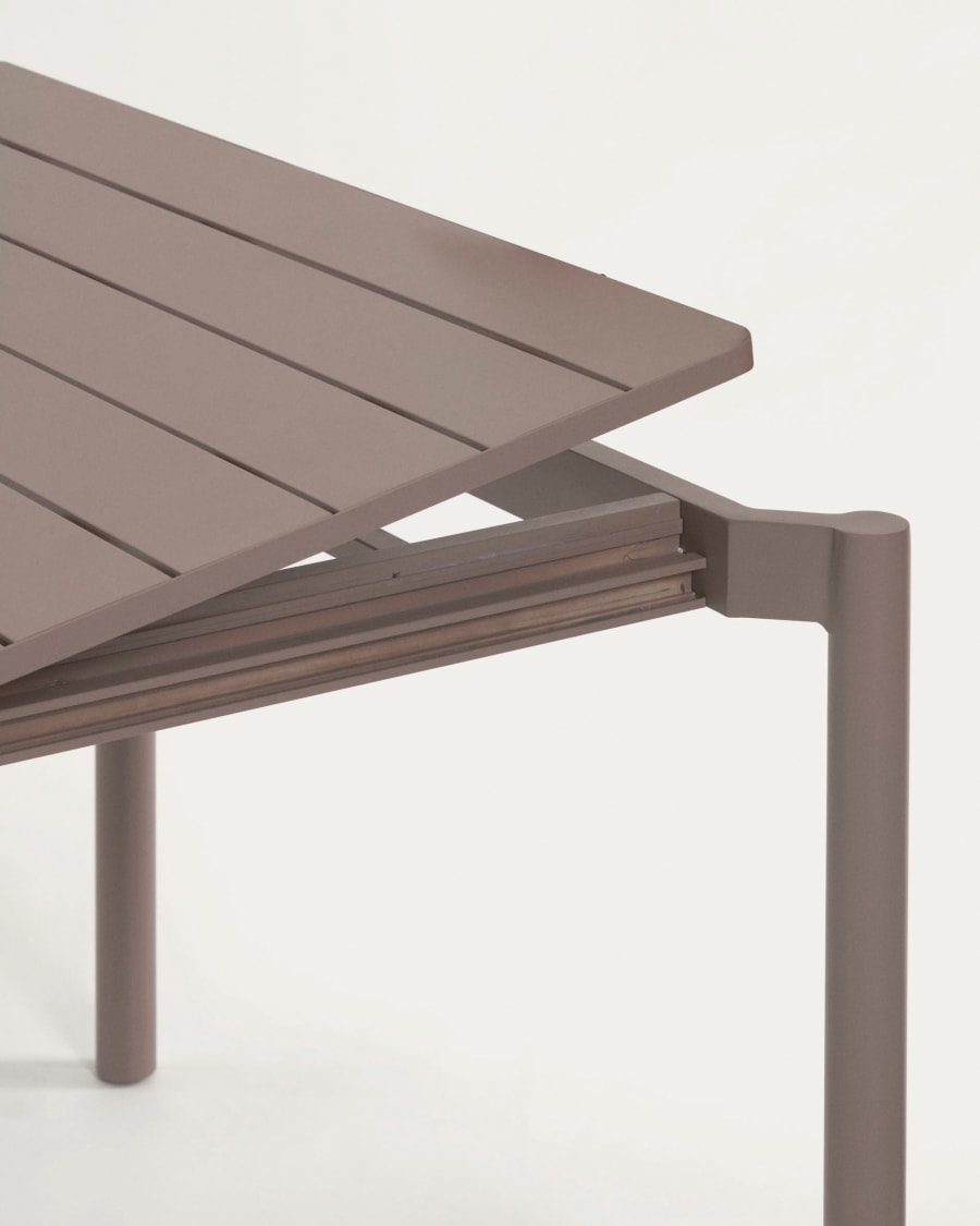 Zaltana extendable aluminium outdoor table with matt brown finish 140 (200) x 90 cm