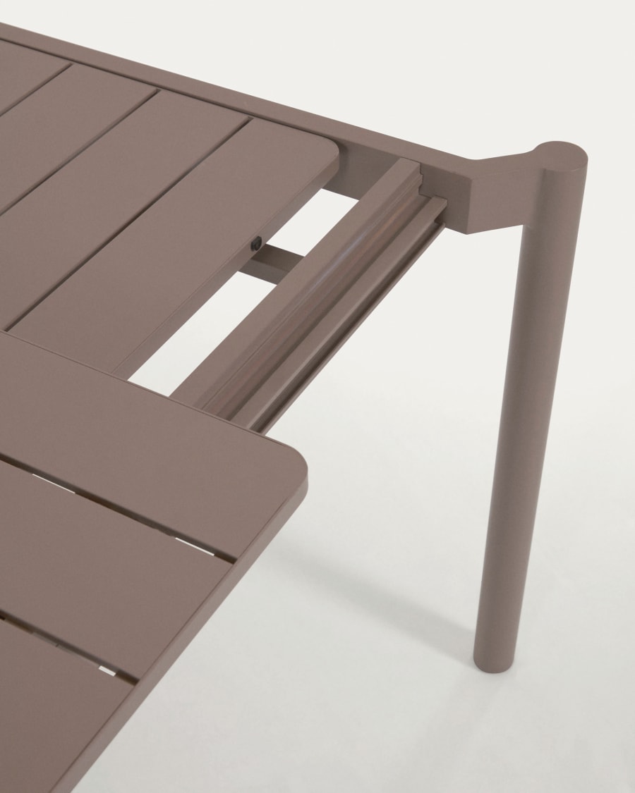 Zaltana extendable aluminium outdoor table with matt brown finish 140 (200) x 90 cm