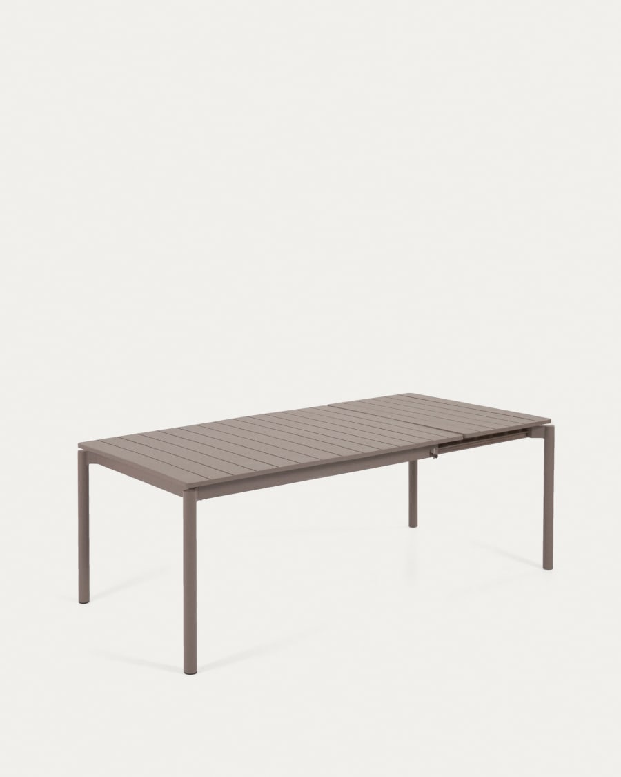 Zaltana extendable aluminium outdoor table with matt brown finish 140 (200) x 90 cm