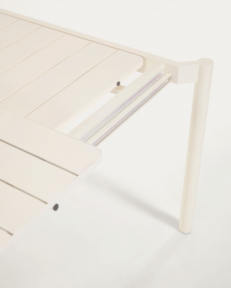 Zaltana extendable aluminium outdoor table with matt white finish 140 (200) x 90 cm