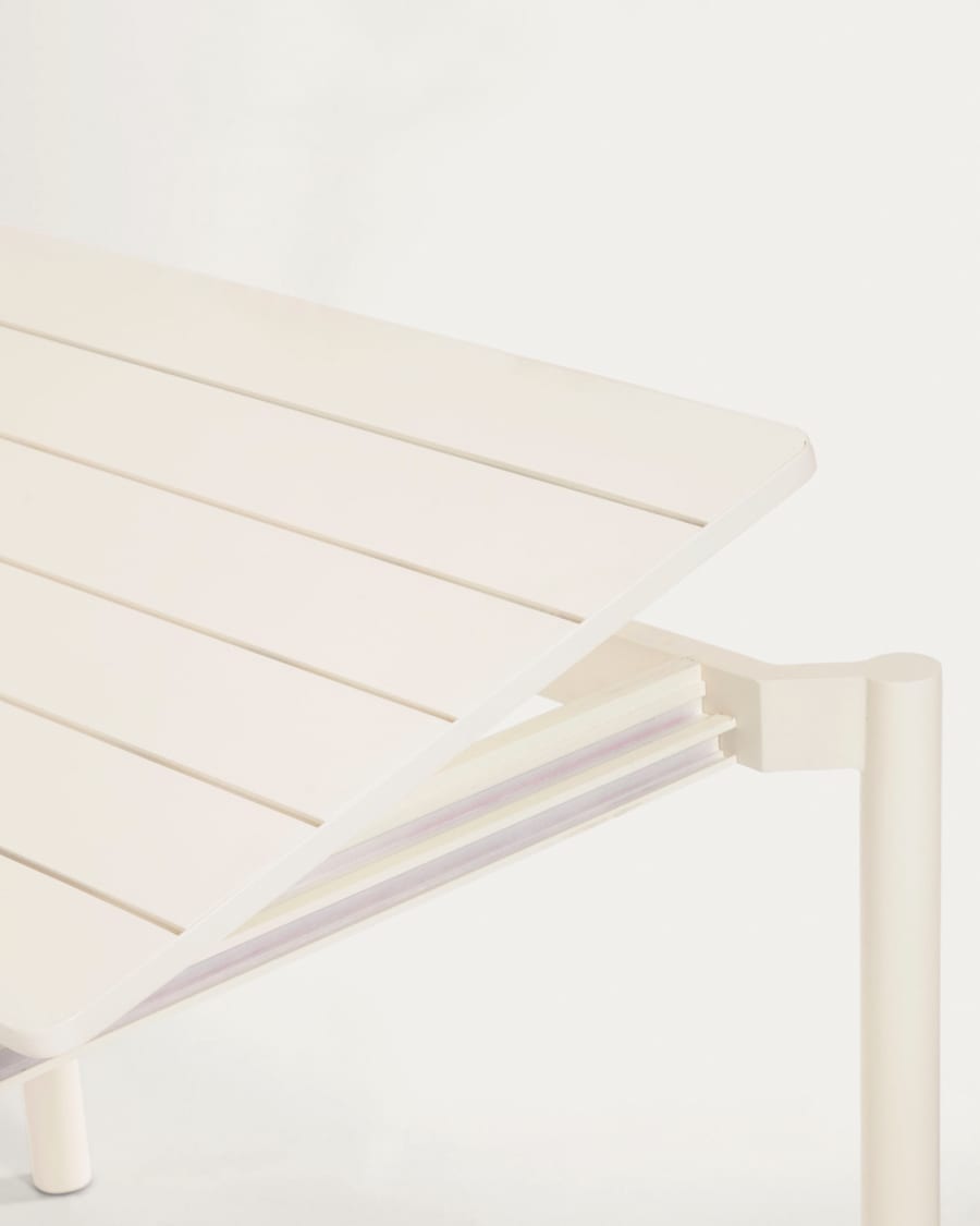 Zaltana extendable aluminium outdoor table with matt white finish 140 (200) x 90 cm
