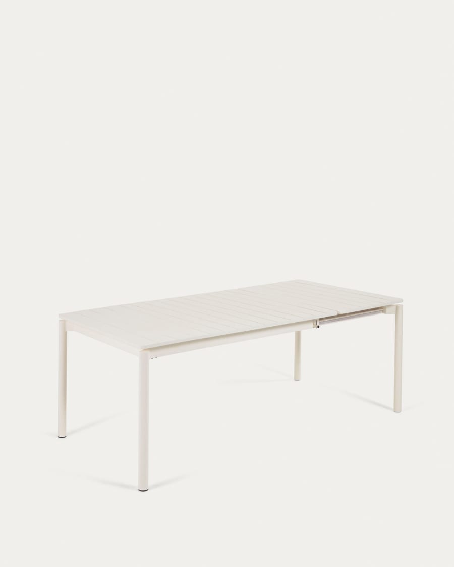 Zaltana extendable aluminium outdoor table with matt white finish 140 (200) x 90 cm