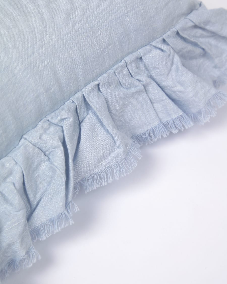 Nacha cotton and linen cushion cover in blue 30 x 50 cm