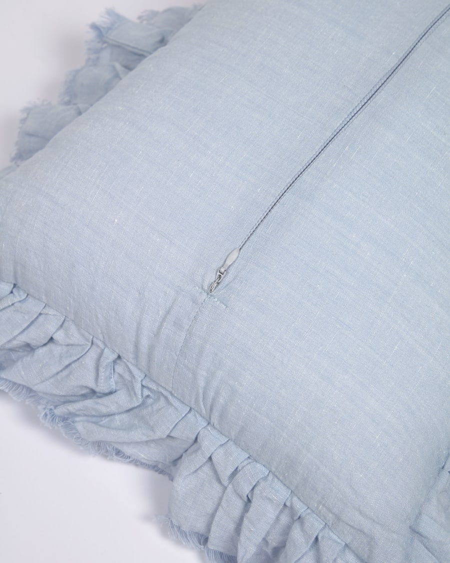 Nacha cotton and linen cushion cover in blue 30 x 50 cm