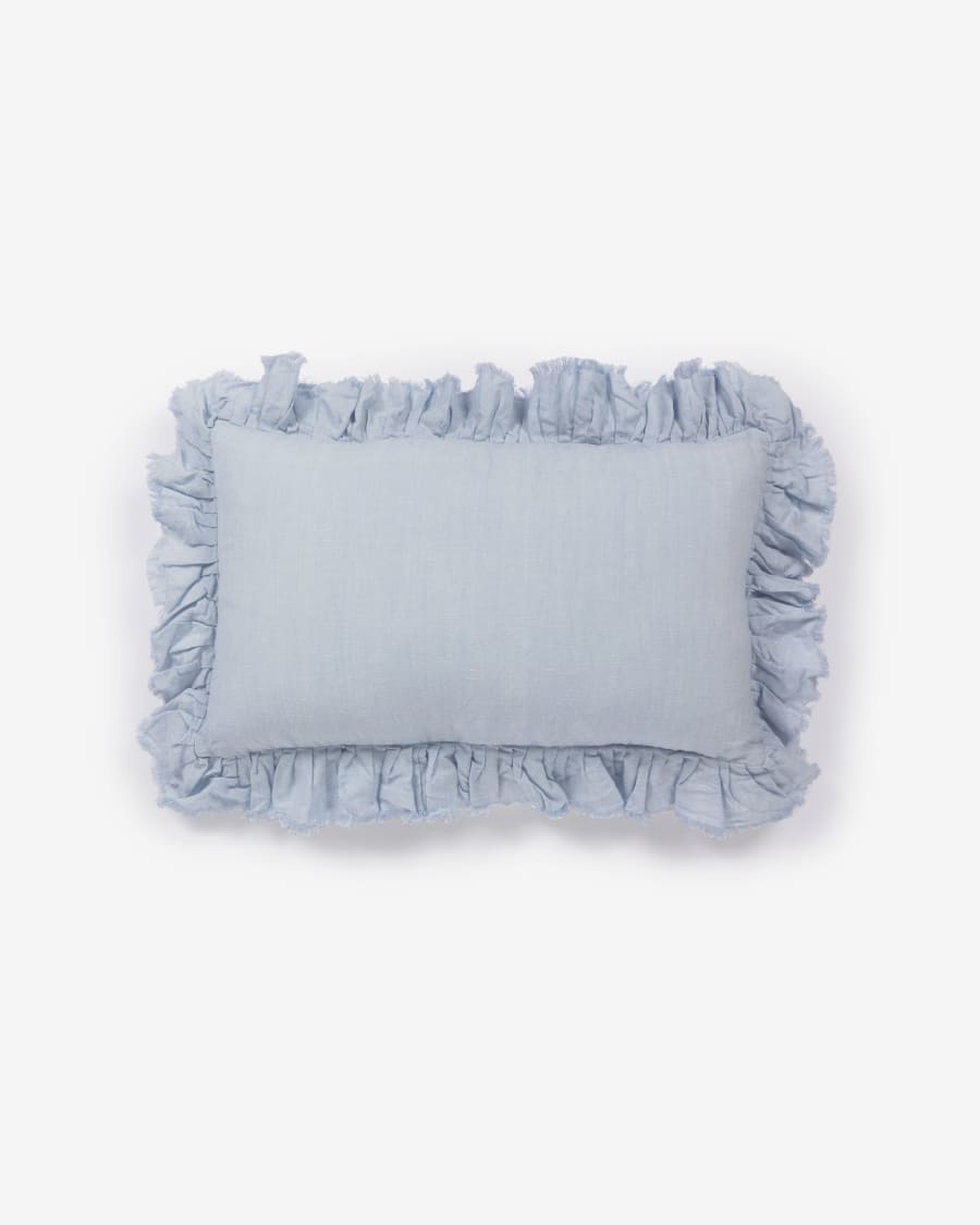 Nacha cotton and linen cushion cover in blue 30 x 50 cm