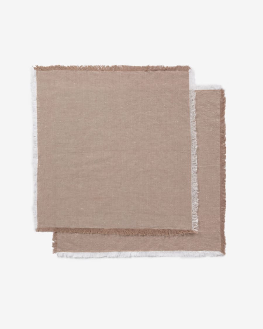 Iraide set of two brown cotton and linen napkins