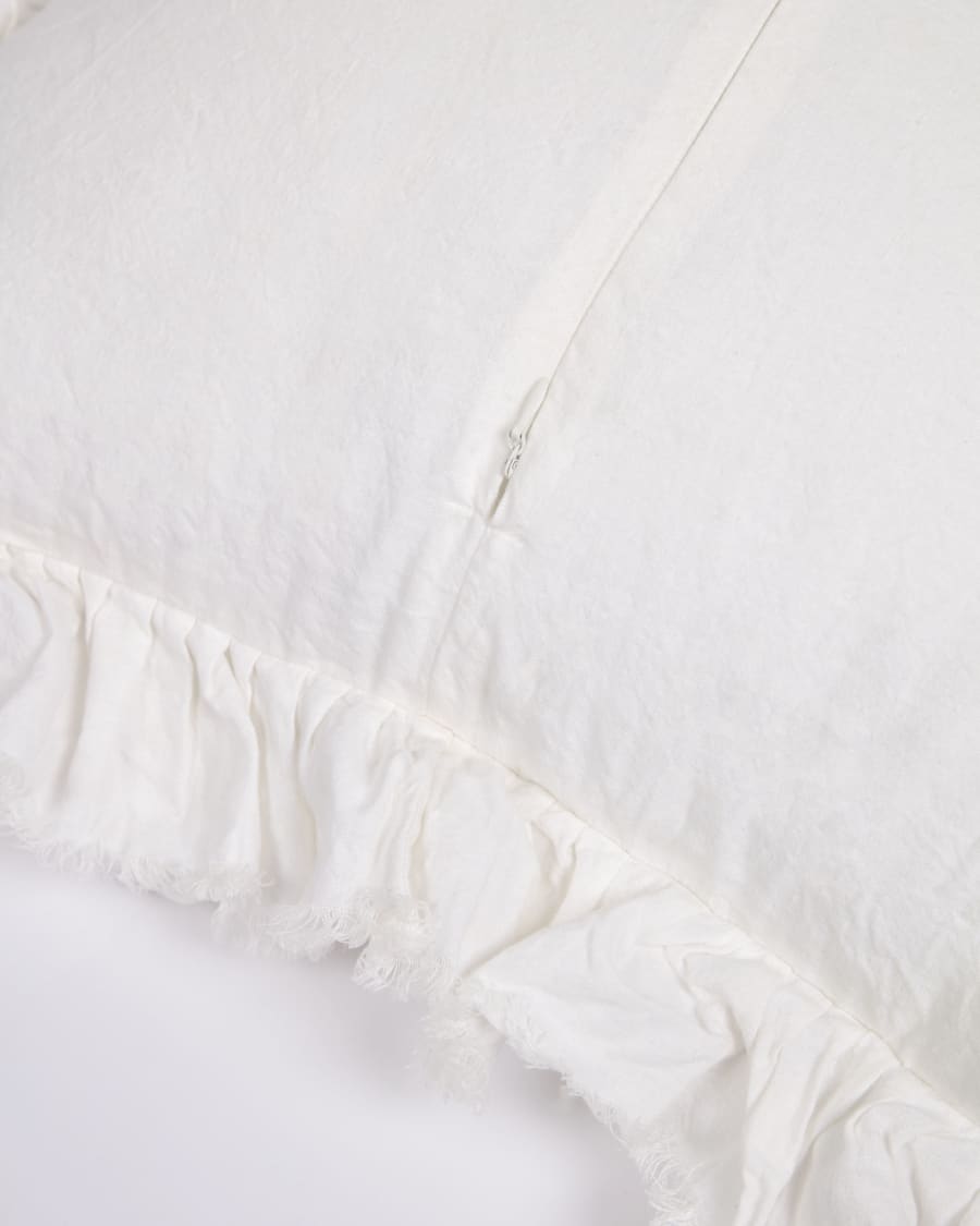 Nacha cotton and linen cushion cover in white 45 x 45 cm