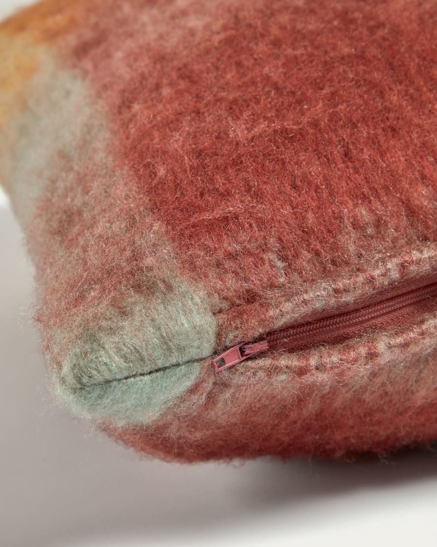 Galilea cushion cover with patterned squares in multicolour wool, 45 x 45 cm