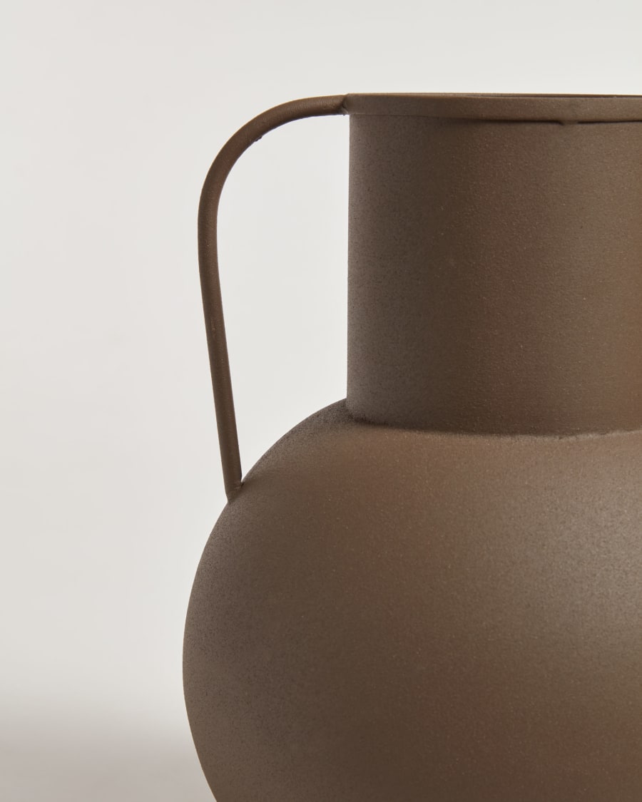 Μικρό μεταλλικό βάζο Yanela, καφέ, 26εκ