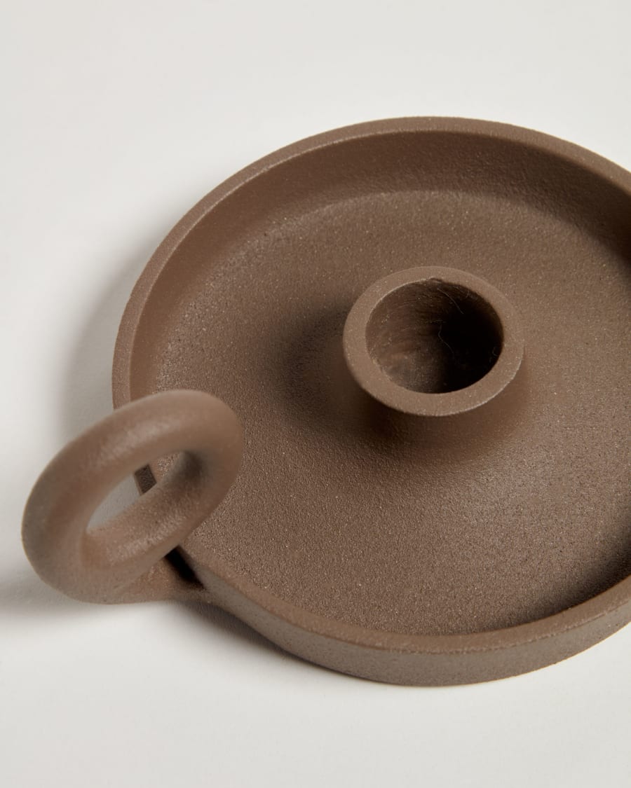 Zarela small metal candle holder in brown