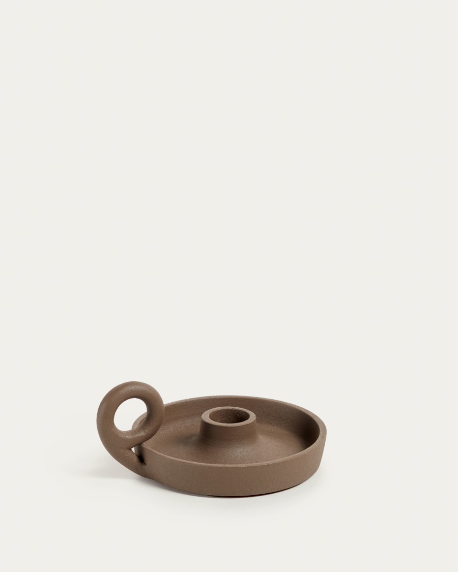 Zarela small metal candle holder in brown
