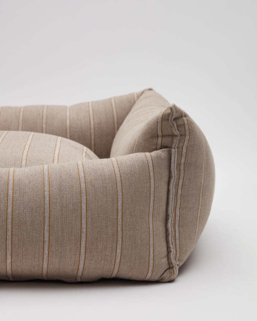 Toby small bed for pets with white stripes and brown fur 60 x 60 cm