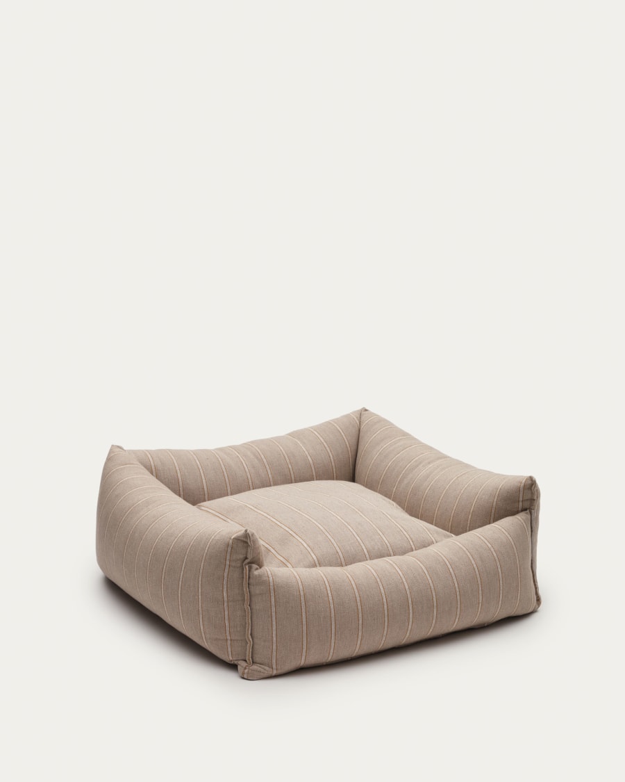 Toby small bed for pets with white stripes and brown fur 60 x 60 cm