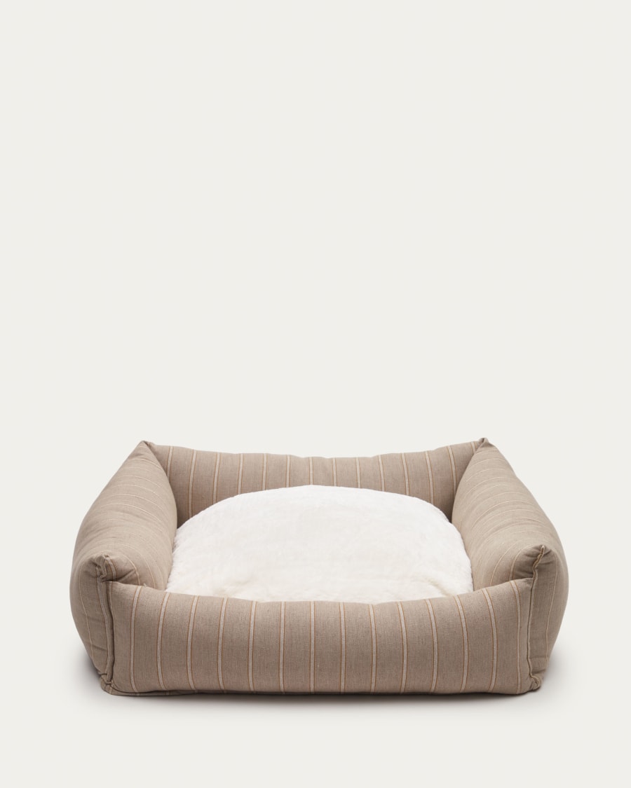 Toby large bed for pets with white stripes and brown fur