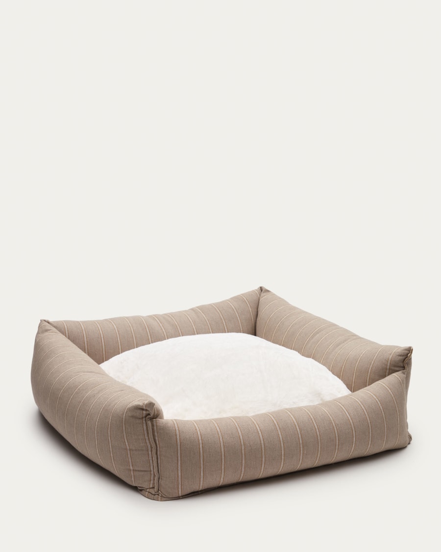 Toby large bed for pets with white stripes and brown fur