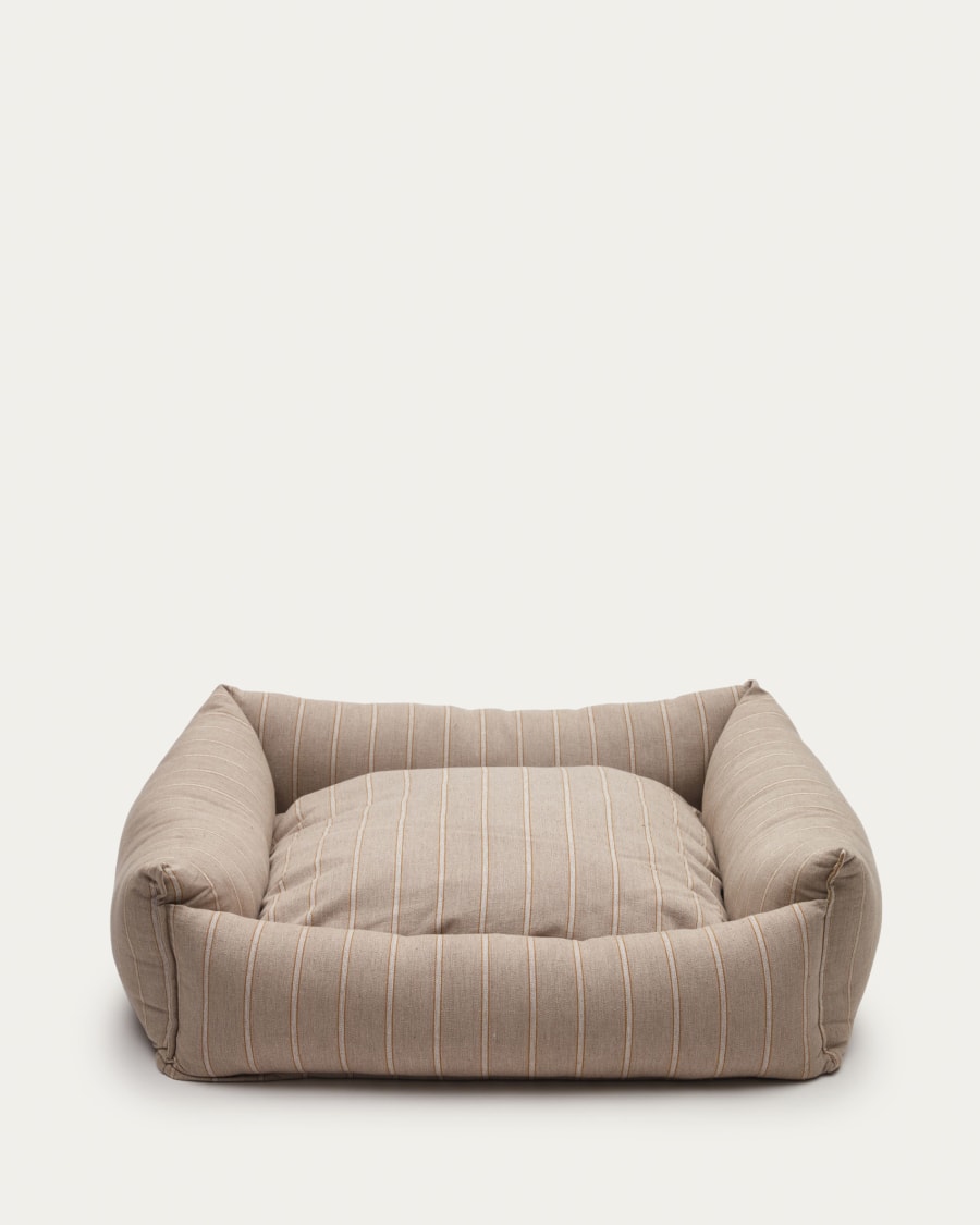 Toby large bed for pets with white stripes and brown fur