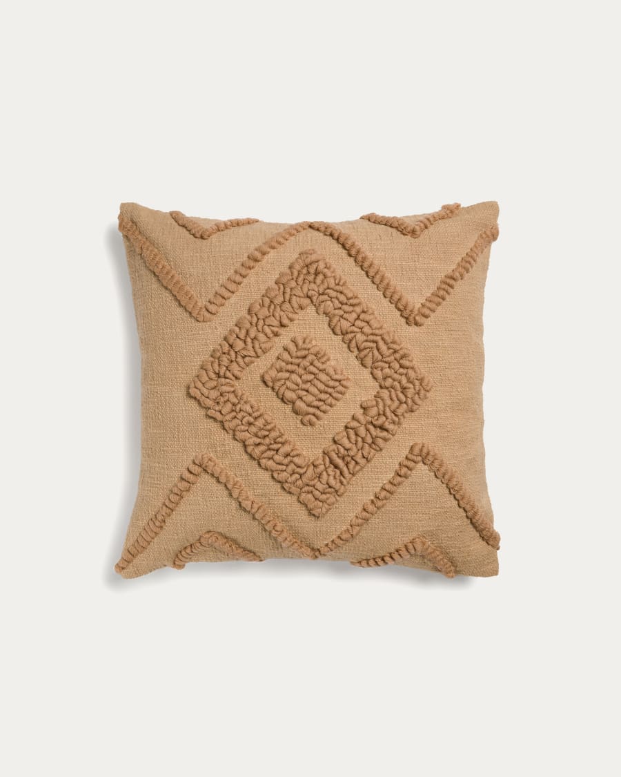 Genoveva cushion cover made from brown cotton, 45 x 45 cm