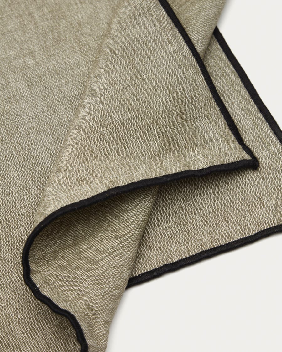 Mirna set of 2 individual tablecloths in green linen and cotton