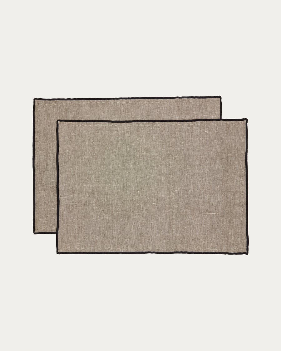 Mirna set of 2 individual tablecloths in green linen and cotton