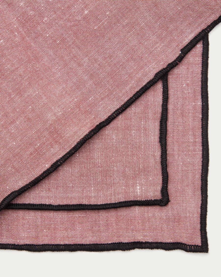 Mirna set of 2 serviettes in maroon linen and cotton