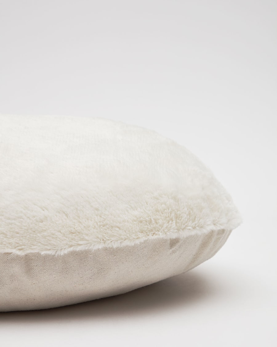 Codie portable pet cushion in white fur, Ø 80 x 10 cm