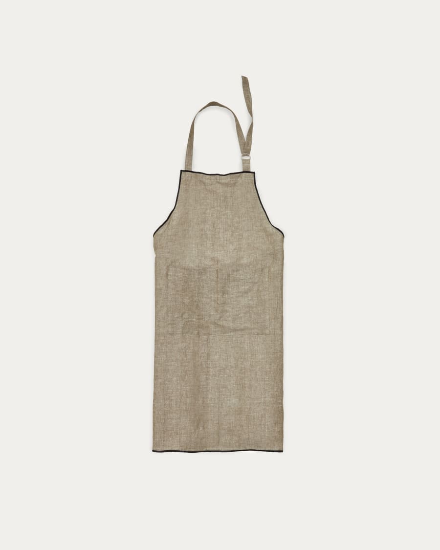 Mirna apron in green linen and cotton