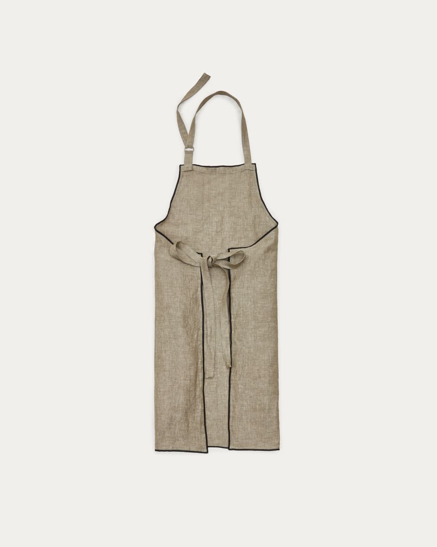 Mirna apron in green linen and cotton