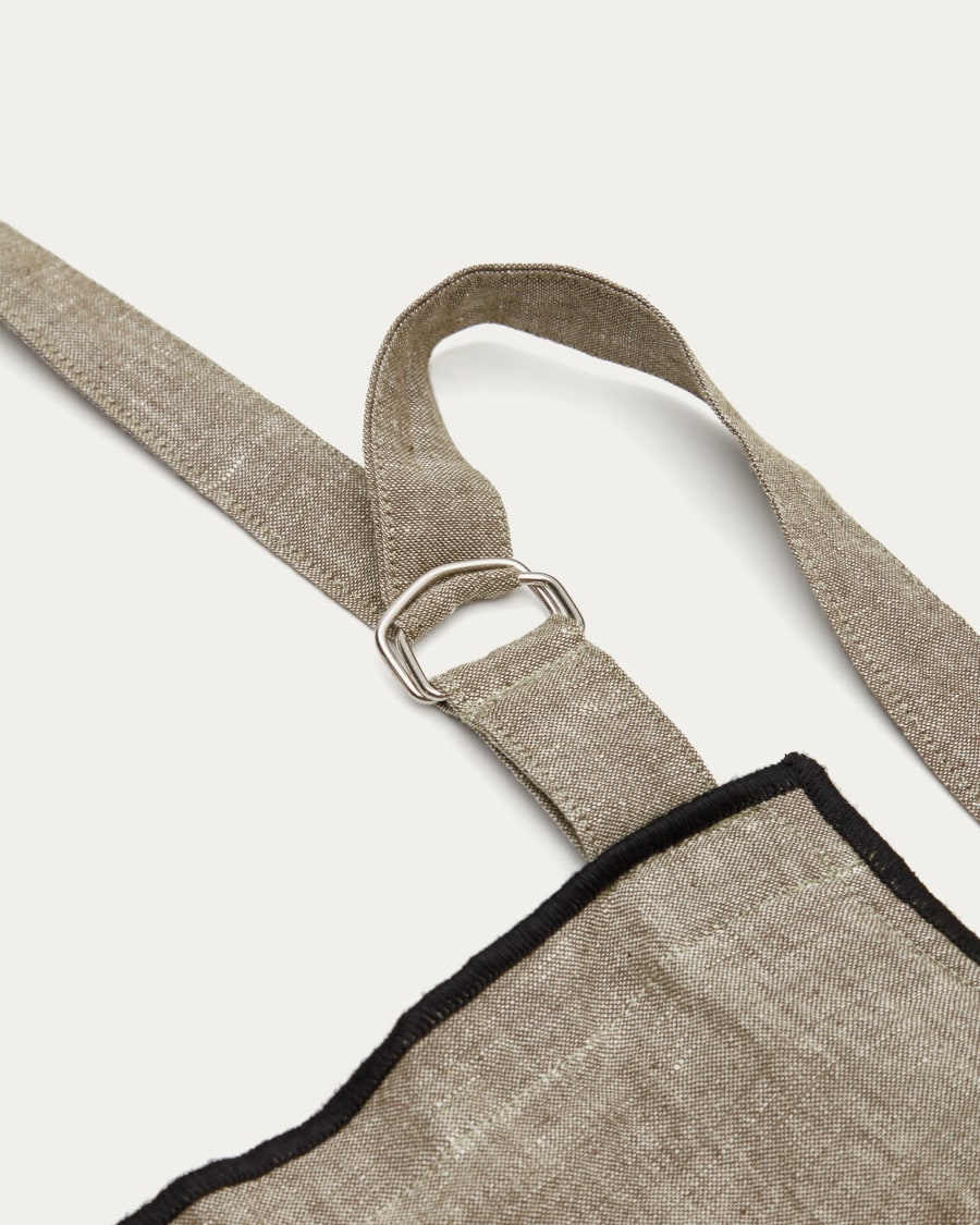 Mirna apron in green linen and cotton