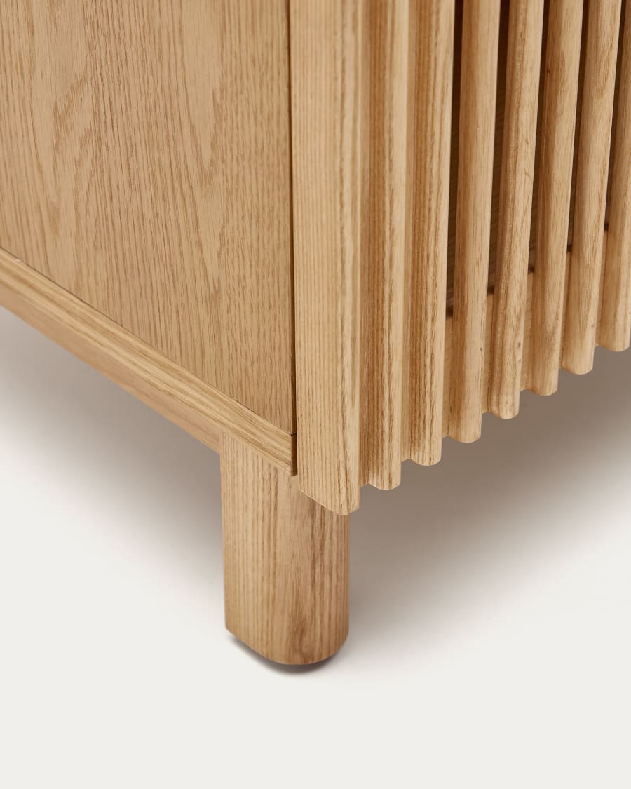 Beyla bedside table in solid oak wood and oak veneer 53 x 62cm FSC 100%