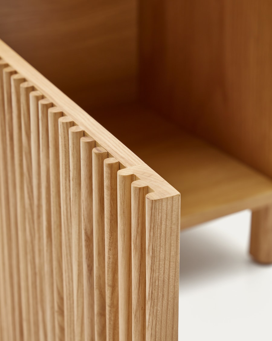 Beyla bedside table in solid oak wood and oak veneer 53 x 62cm FSC 100%