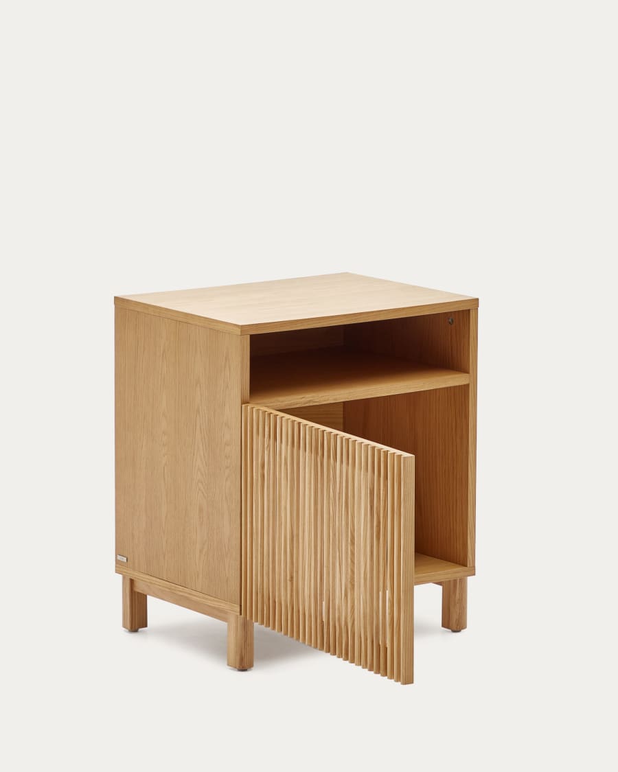 Beyla bedside table in solid oak wood and oak veneer 53 x 62cm FSC 100%