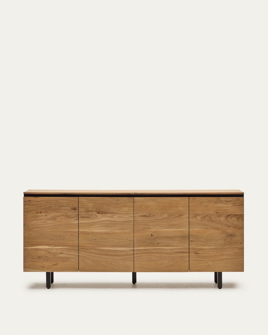 Uxue solid acacia wood 4 door sideboard in a natural finish, 200 x 88 cm