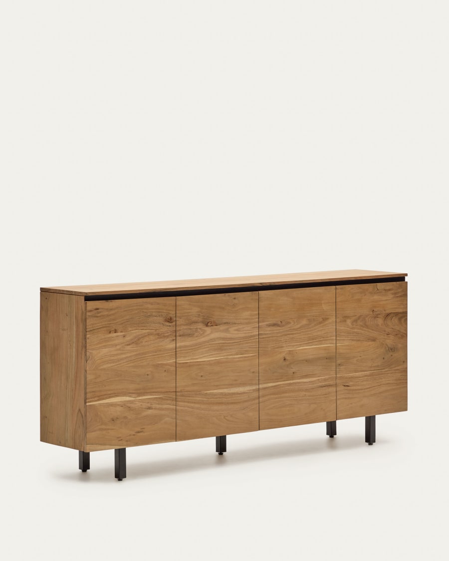 Uxue solid acacia wood 4 door sideboard in a natural finish, 200 x 88 cm
