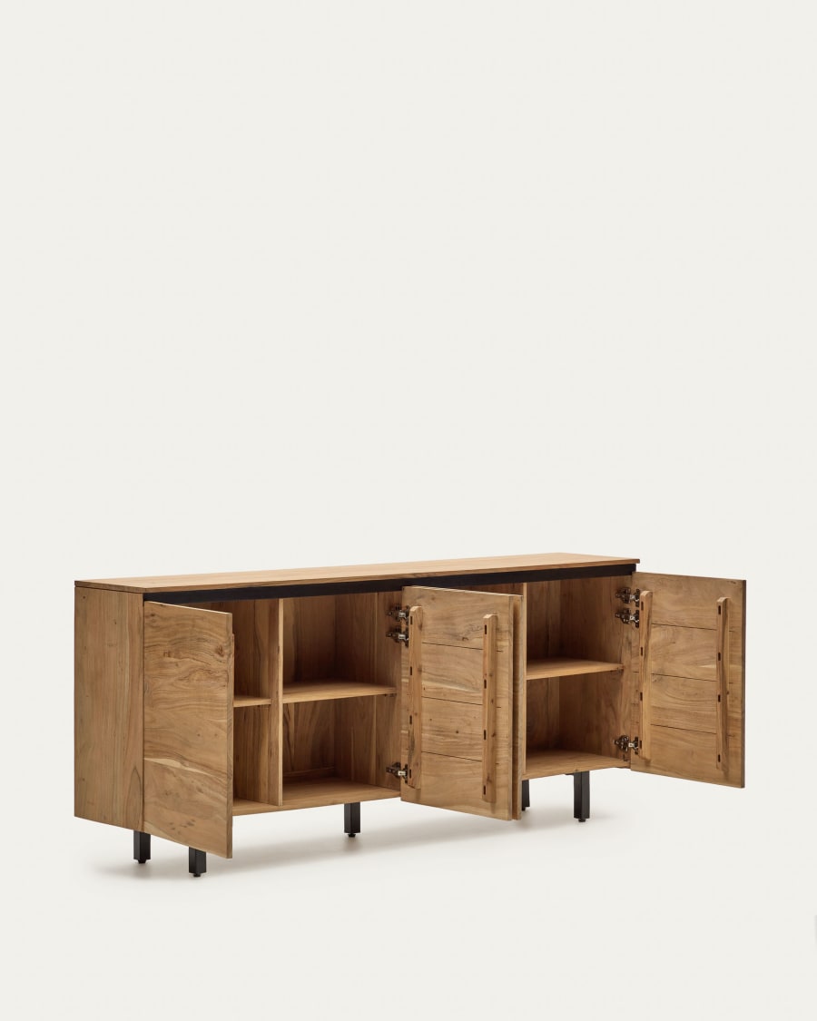 Uxue solid acacia wood 4 door sideboard in a natural finish, 200 x 88 cm