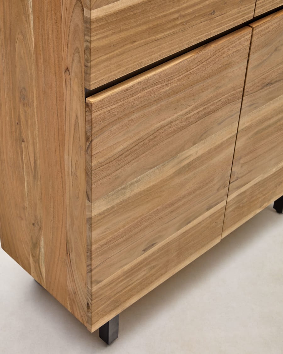Uxue solid acacia wood sideboard in a natural finish, 100 x 155 cm