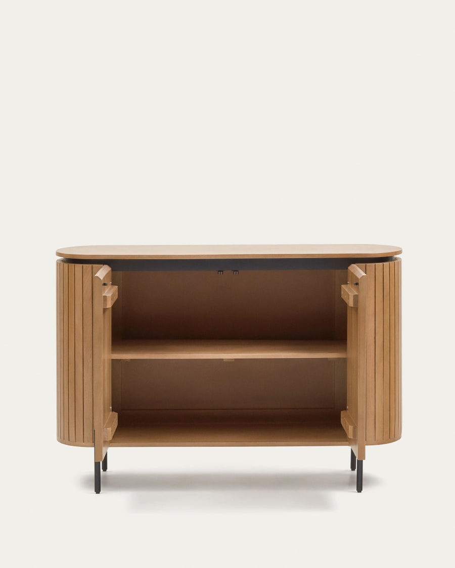 Licia sideboard with 2 doors made from solid mango wood and painted black metal 120 x 80cm