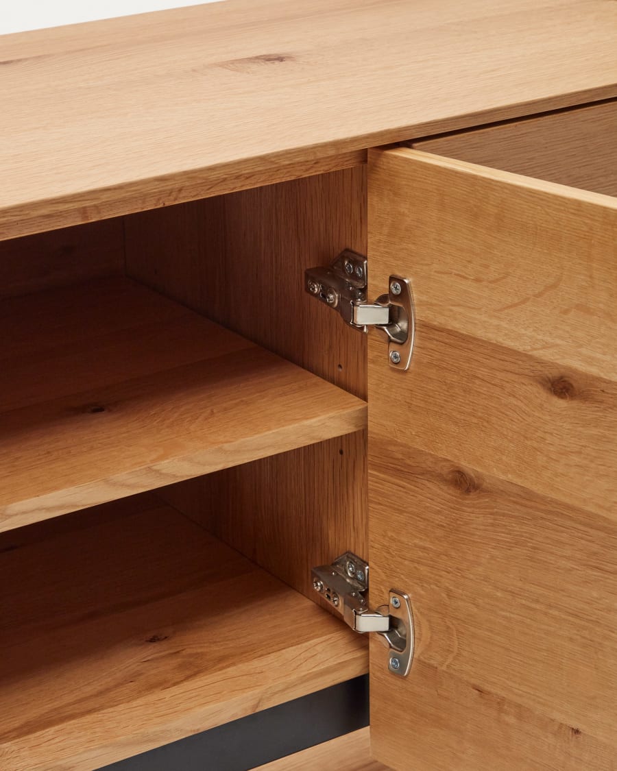 Alguema sideboard with 3 doors in oak veneer with natural finish, 151 x 73 cm