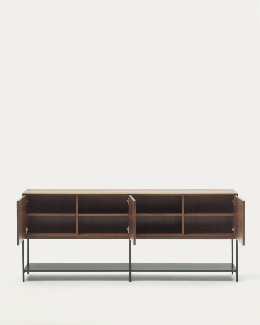 Vedrana 3 door sideboard in walnut veneer with steel legs, 195 x 80 cm