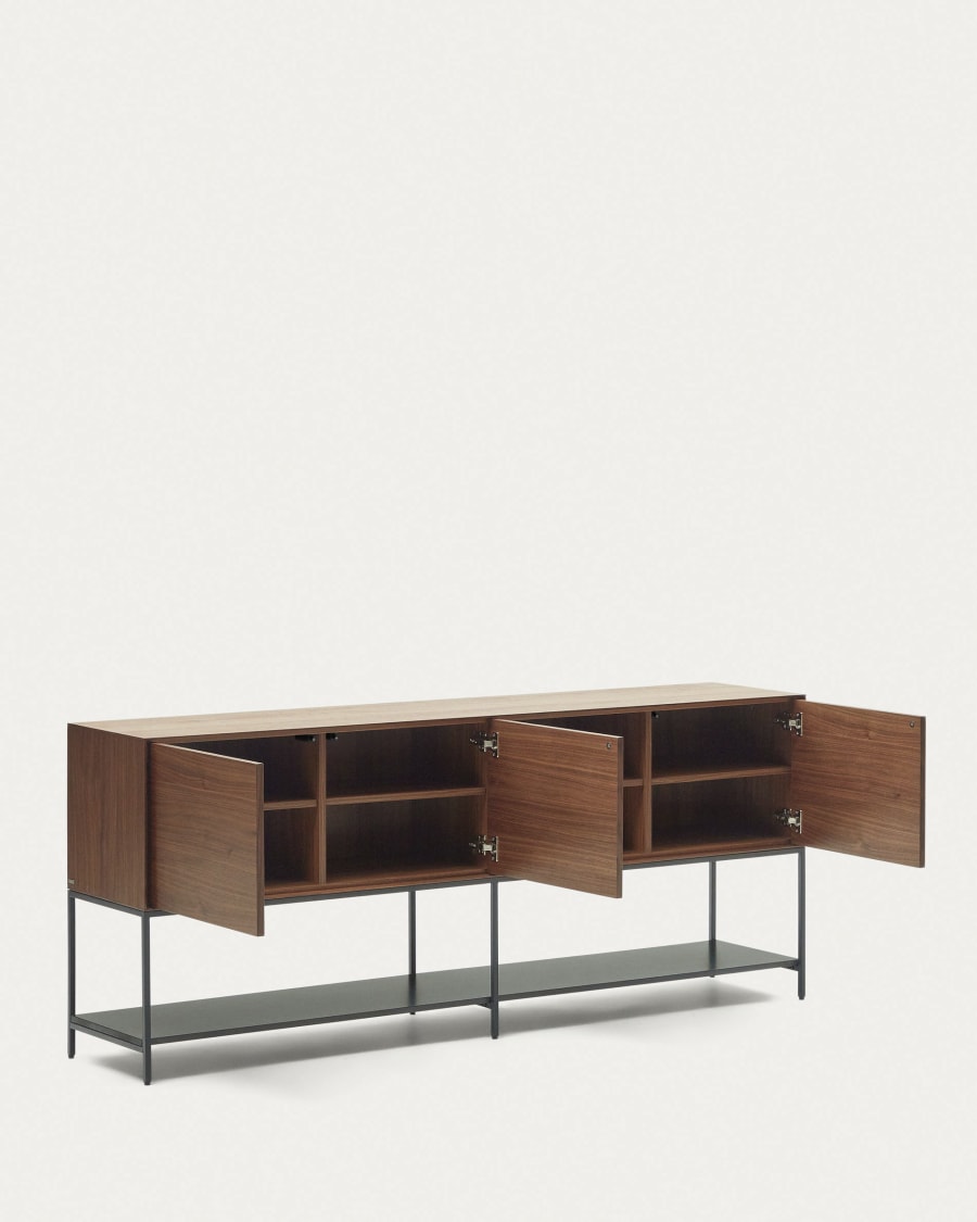 Vedrana 3 door sideboard in walnut veneer with steel legs, 195 x 80 cm