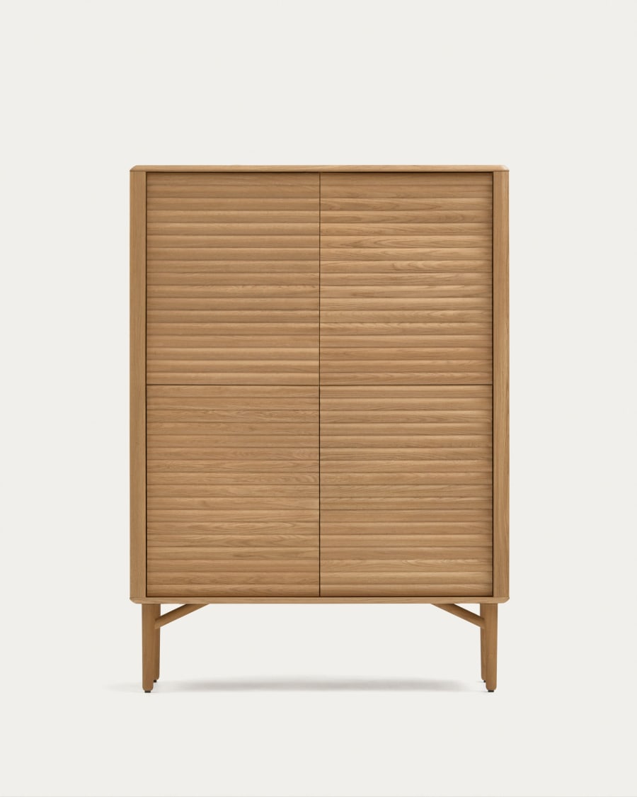 Lenon tall console with 4 oak wood doors and an oak veneer, 104.5 x 144 cm FSC MIX Credit